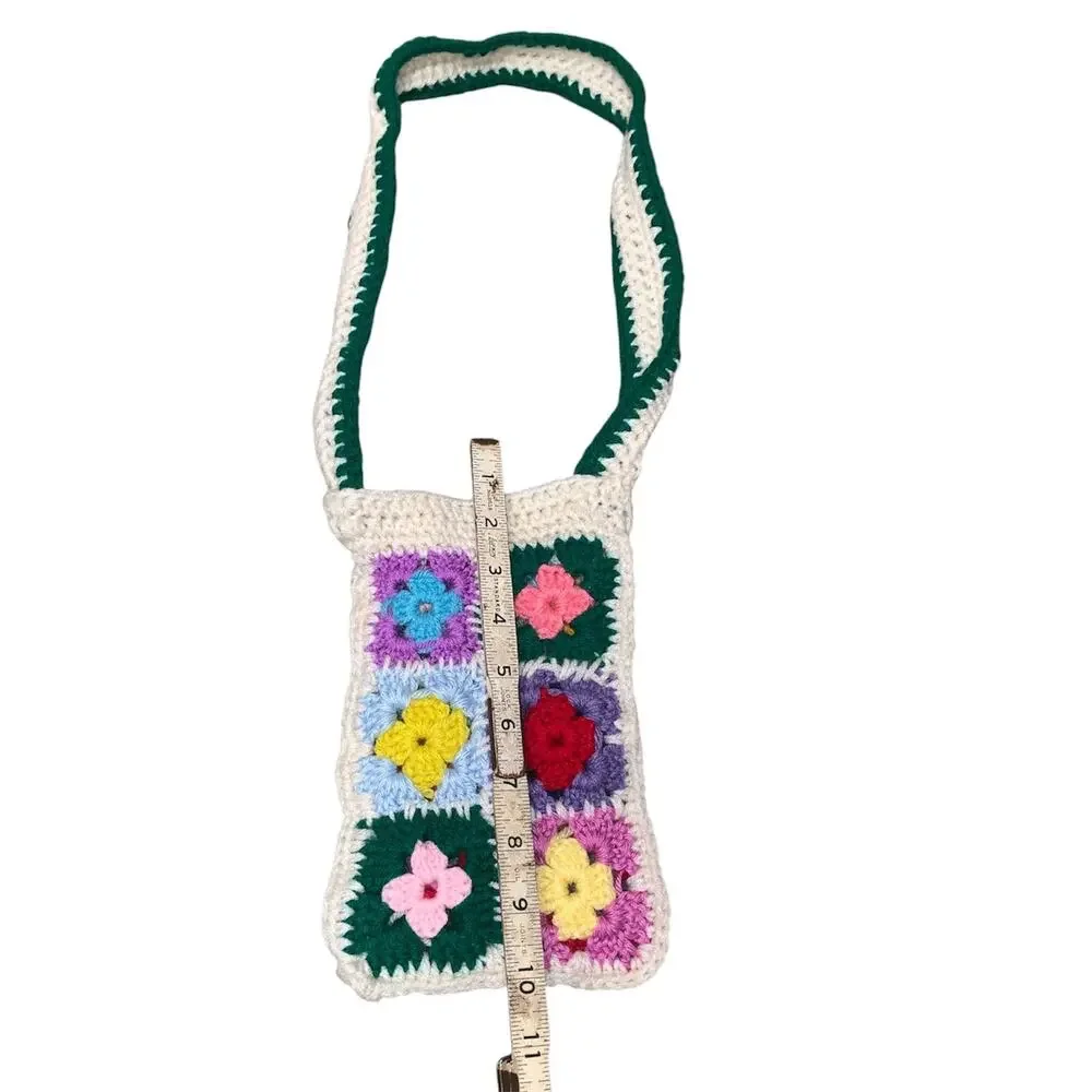 Handmade Crochet Granny Square Floral Mini Crossbody Shoulder Bag Boho